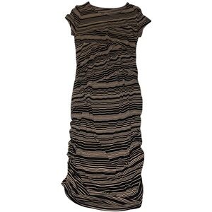 Liz Lange for Target Bodycon, Black and Tan Striped Midi Dress